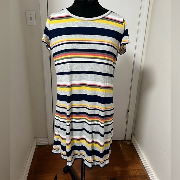 Sunday Striped Lightweight T Shirt Dress Size Small - Picture 1 of 4